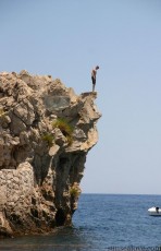 jumping to Taormina beach