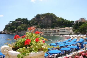 on the beach in Taormina town is beautiful place in Sicily